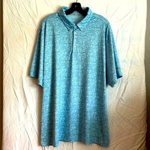 Walter Hagen Golf Shirt, two tone blue, flower texture, XXL